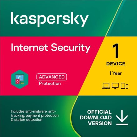 Kaspersky Internet Security 2023 | 1 Készülék | 1 Év | PC/Mac/Android | Antivirus és Secure VPN |Online Code