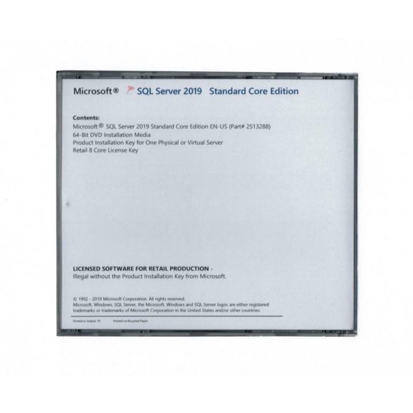Microsoft SQL Server 2019 Standard core Edition licenszkulcs